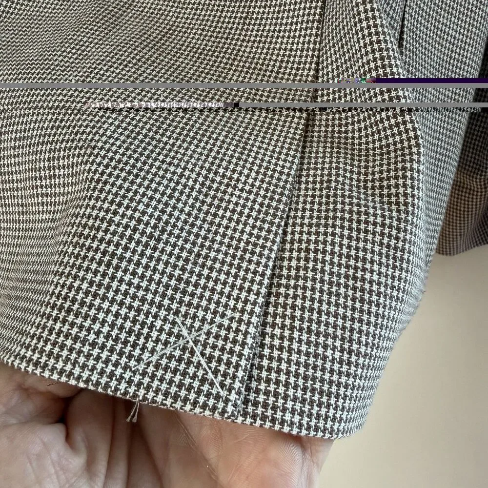 Stafford Classic Fit Sport Coat Brown Houndstooth NEW Cotton Linen Men’s 44S